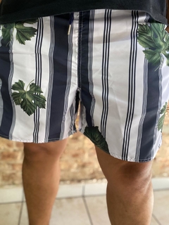 Shorts Moda Praia Level's Jeans - Listrado Preto C/Branco