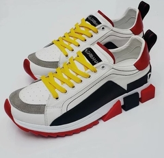 Tênis Dolce & Gabbana Super King Branco C/Vermelho e Amarelo