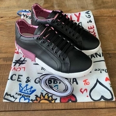 Tênis Dolce & Gabbana Portofino Preto C/Rosa