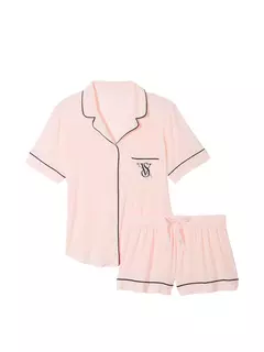 Pijama Modal Rosa Bordada Linea Signature L Victoria's Secret - tienda online