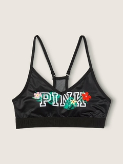 Corpiño Top Ultimate Negro Floral Pink S 85-90 Victoria's Secret