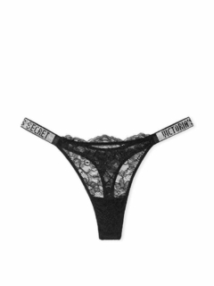 Bombacha Panty Colaless Encaje Negro Signature Strasses S M L Victoria's Secret