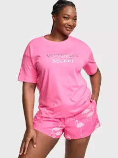 Pijama Remera Shorts Fucsia Flamencos Linea Signature S Victoria's Secret