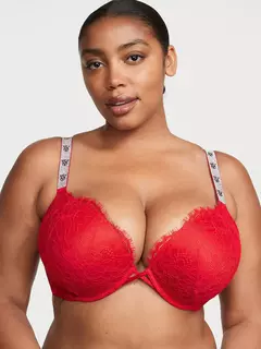 Corpiño Push-up Encaje Rojo Logo Strasses 34B Victoria's Secret - comprar online