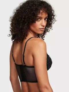 Imagen de Corset Encaje Negro Push-up Transparencia Corazones Bordados Deluxe Edition 34B 34C 36D Victoria's Secret