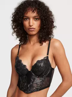 Corset Encaje Negro Push-up Transparencia Corazones Bordados Deluxe Edition 34B 34C 36D Victoria's Secret - comprar online