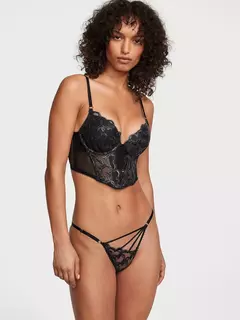 Corset Encaje Negro Push-up Transparencia Corazones Bordados Deluxe Edition 34B 34C 36D Victoria's Secret