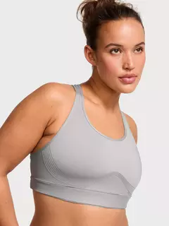 Corpiño Top Deportivo Modelador Gris Rayas lurex Vsx Talle S (85/90) M (90/95) Victoria's Secret - comprar online