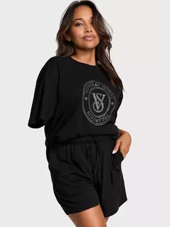 Pijama Remera Shorts Negro Strasses Linea Signature XS X M Victoria's Secret - comprar online