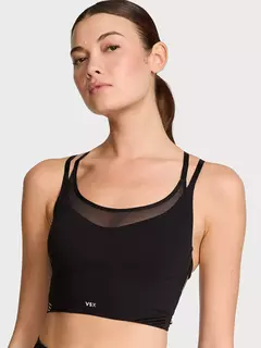Corpiño Top Deportivo Modelador Negro Logo Vsx Talle S (85/90) M (90/95) Victoria's Secret - Ninna's Choice