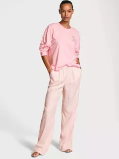 Pijama Remera Rosa Strasses y Pantalón Rayado S M Línea Signature Victoria's Secret - comprar online