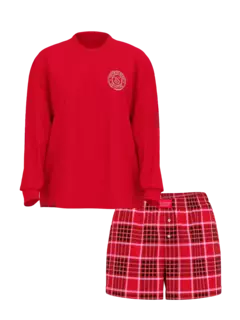 Pijama Remera Roja Strasses Shorts cuadrille Linea Signature XS S M Victoria's Secret - Ninna's Choice