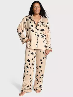 Pijama de Saten Champagne Estrellas Negras M Linea Signature Victoria´s Secret - comprar online