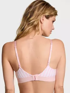 Corpiño Rayado Icónico Rosa y Blanco Push-up 34B 34C Logo Strasses Victoria's Secret - Ninna's Choice