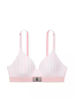 Corpiño Rayado Icónico Rosa y Blanco Lightly Lined 34B 34C Logo Strasses Victoria's Secret en internet