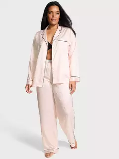 Pijama Saten Rosa Pastel Facetado VS & Mini incrustaciones Logo M Victoria Secret - comprar online