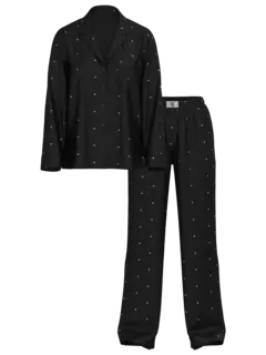 Pijama Saten Negro Estrellas & Strasses Logo M L Victoria Secret - Ninna's Choice