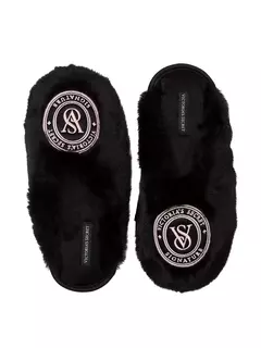 Pantuflas Simil Piel Negras Logo Bordado S 35/36 M 37/38 L 39/40 Victoria's Secret - comprar online