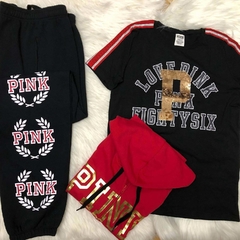 Pantalón Negro Logo Pink Boyfriend Fit S/M Victorias Secret