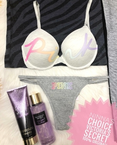 Bombacha Panty Gris PINK Logo degradee S Victoria's Secret