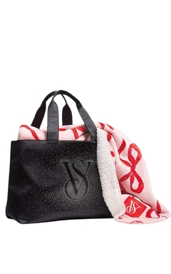Bolso XL Raso Negro Logo Vs Strasses Línea Signature Victoria's Secret en internet