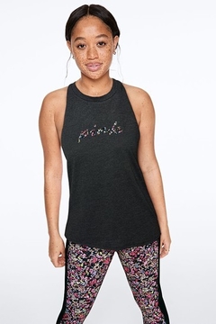 Musculosa Gris Topo Florcitas S Linea Pink Victoria's Secret