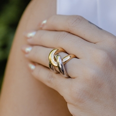 Anel encaixe dourado e prata - comprar online