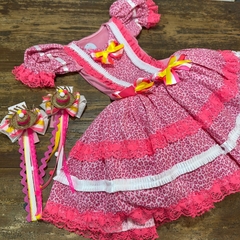 Vestido Junino Oncinha Pink na internet