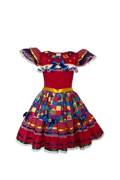 Vestido Bandeirinha vermelha luxo - Mini Diva