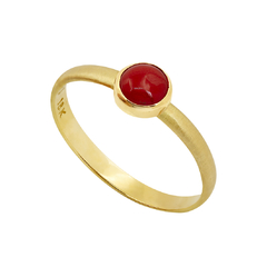 Anel Pedrita de Coral Vermelho em ouro 18k