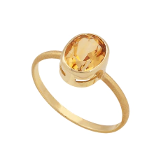 Anel Inglesa Citrino ouro 18k