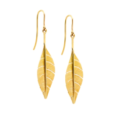 Brinco Folha de Laranjeira Grande Ouro 18k