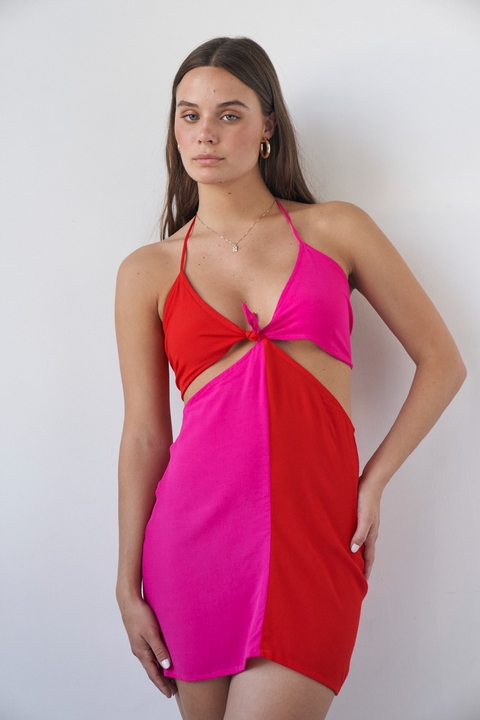 Vestido Mini Martini Fucsia y Rojo