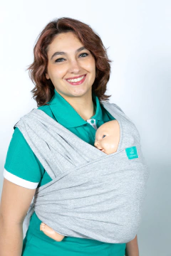 Fular prearmado Cangu Mamá/ Gris topo liso con melange en internet