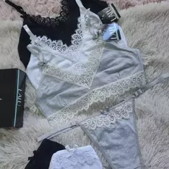 Conjunto top bralette algodón y puntilla Lalu Art. 2100 - comprar online