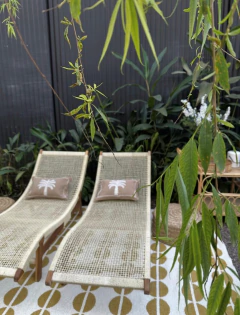 REPOSERA MADERA TECA Y TEJIDO . - tienda online