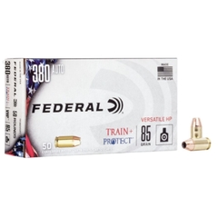 MUNIÇÃO FEDERAL CALIBRE .380 AUTO 85GR TRAIN PROTECT - CAIXA COM 50 UNIDADES