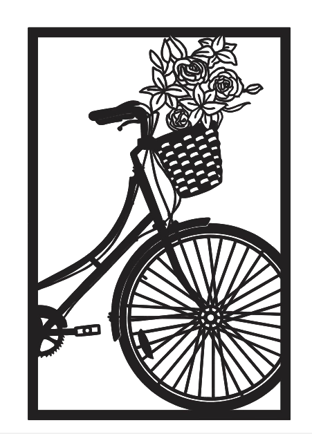 Quadro Decorativo Bicicleta Com Flores em MDF