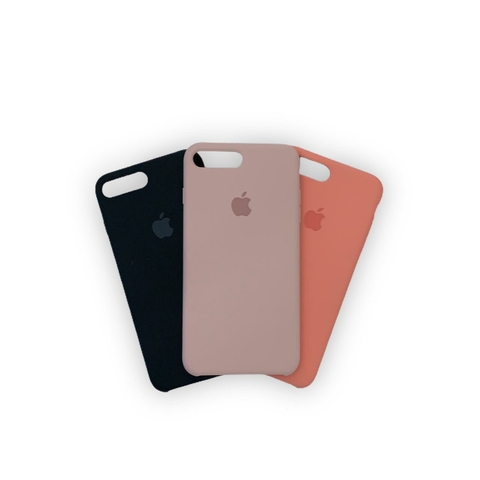 Kit Case Silicone Aveludado iPhone7/8 Plus Nude Salmão Preta