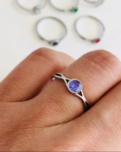 Anillo Acero Quirúrgico Micro Strass Violeta - comprar online