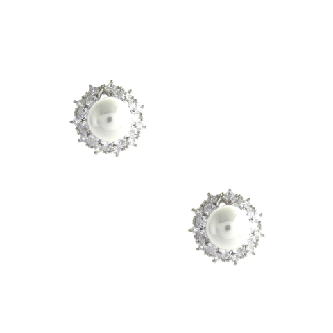 Brinco de Perola com Zircônia.