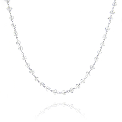 Colar Choker Prateado com Banho de Ródio e Cristal