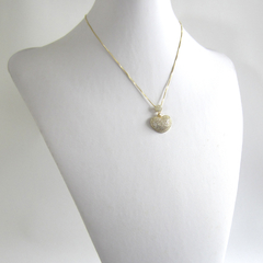 Colar Pingente Coração Dourado Cravejado em Zircônia. - comprar online
