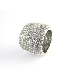 Anel Cravejado Zircônia Cilindro Largo - comprar online