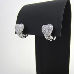 Brinco Argola Coração Cravejado Zircônia Prateado. - comprar online