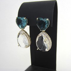 Brinco Gota e Coração Zircônia. - comprar online