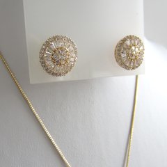 Conjunto Zircônia Pizza Dourado. na internet