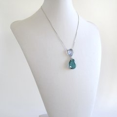 Colar Zircônia Gota Azul e Verde. - comprar online