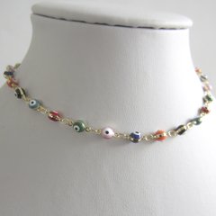 Colar Choker Olho Grego Colorido Dourado. na internet