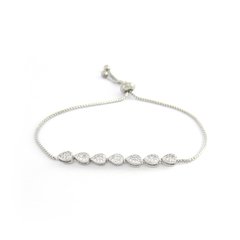 Pulseira Gotas Cravejada Prateado com Banho de Ródio e Zircônia Cúbica